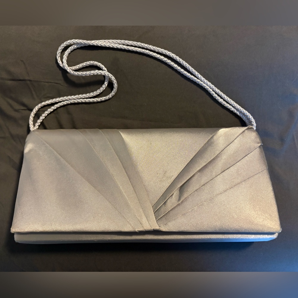 Vintage Kate Landry Silver Pleated Cloth Clutch Plus